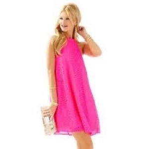 Lilly Pulitzer Quinn Halter Dress in Kir Royal Pink Knotty Lace - Size Small